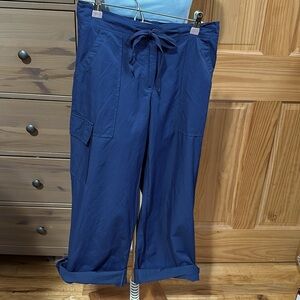 SITWELL LOW RISE CARGO NAVY DRAWSTRING CROP OR LONG WIDE PANT SIZE 2 never worn